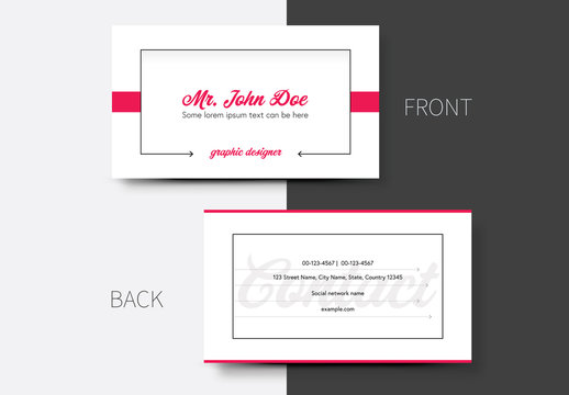Business Card Layout with Pink Accents 1
