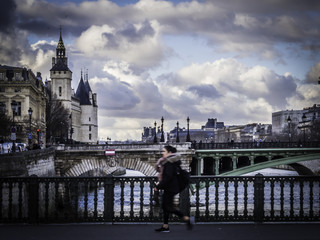 Pedestrian walking in Paris