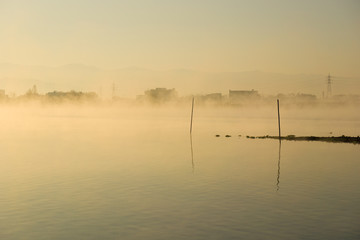Fototapeta na wymiar 早朝の湖
