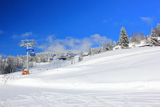 Skiing at Feldberg. Black Forest, Germany.