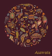 Animals drawings aboriginal australian style