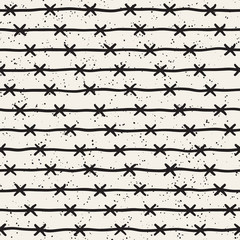 Hand drawn style ethnic seamless pattern. Abstract grungy geometric background in black and white.