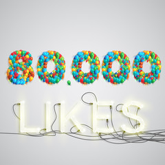 Number of likes made by balloon, vector illustration