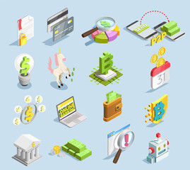 Financial Technology Isometric Set