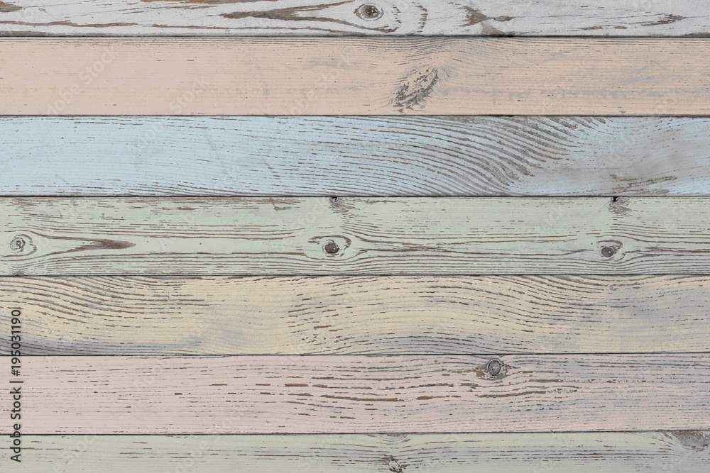 Wall mural wood planks background or texture with pastel color planks