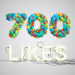 Number of likes made by balloon, vector illustration
