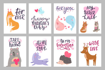 Valentine card with animals - 195031782