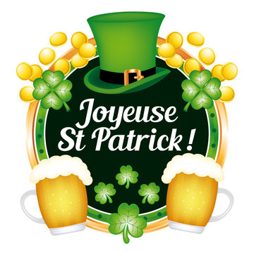 Joyeuse Saint Patrick ! Carte de v&oelig;ux. Symbole f&ecirc;te. illustration vectorielle.