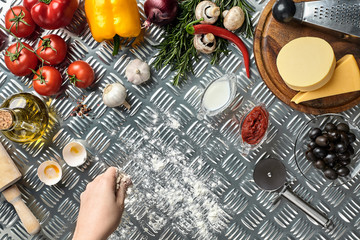 Young woman cooking in kitchen, closeup