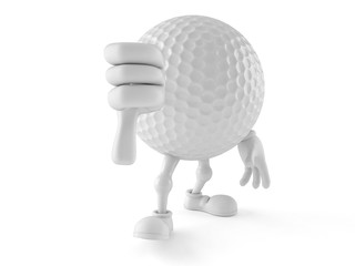 Golf ball character with thumb down