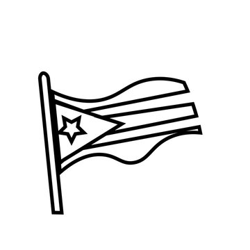 puerto rico flag silhouette outline on white background