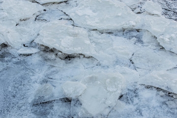 Ice floes in the port of Hamburg