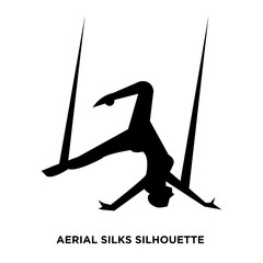 aerial silks silhouette on white background