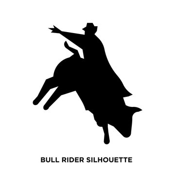 bull rider silhouette on white background