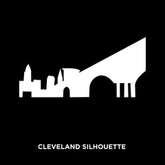 white cleveland silhouette on black background