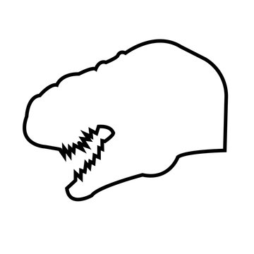 t rex head silhouette outline on white background