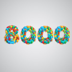 Number made by colorful balloons, vector.