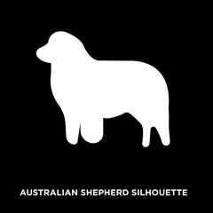 white australian shepherd silhouette on black background