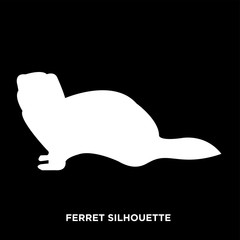 ferret silhouette white silhouette on black background
