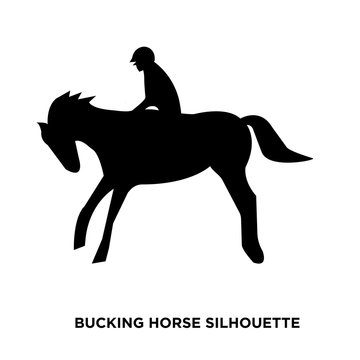 Bucking Horse Silhouette On White Background