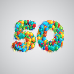 Number made by colorful balloons, vector.