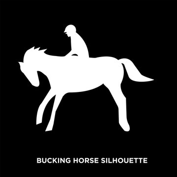 white bucking horse silhouette on black background