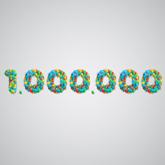 Number made by colorful balloons, vector.