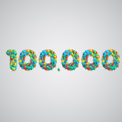 Number made by colorful balloons, vector.