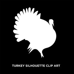 white turkey silhouette clip art on black background