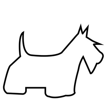 scottish terrier silhouette outline on white background