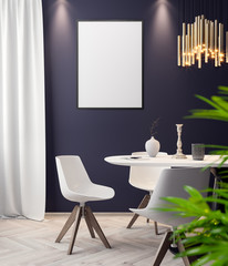 Mockup Poster in the interior, 3D illustration of a modern design