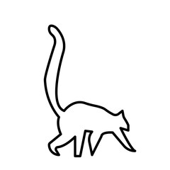 lemur silhouette outline on white background