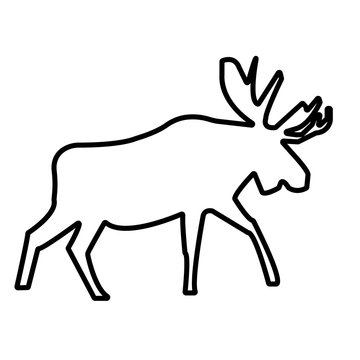 moose silhouette clip art outline on white background