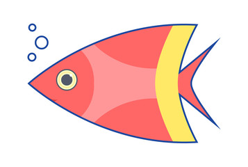 Fish isolated on white background. Flat design. Vector illustration.