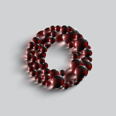 A letter made by red spheres, vector.