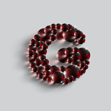 A letter made by red spheres, vector.