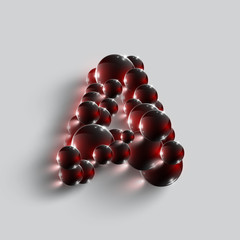 A letter made by red spheres, vector.