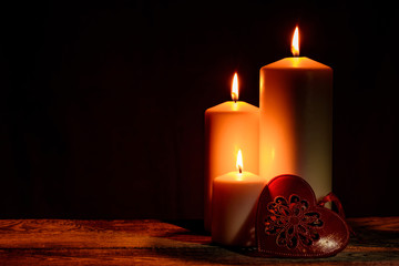 St Valentine's background of candles and heart