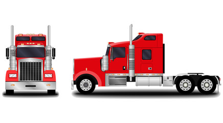 realistic truck. front view; side view.