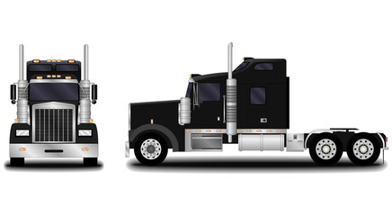 realistic truck. front view; side view.