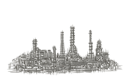 Industrial Landscape sketch. Vector.