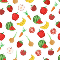 Seamless pattern of vegetables and fruits