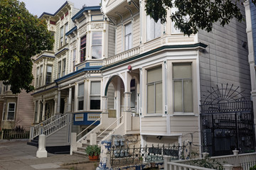 City block of Duboce Circle San Francisco Victorians.