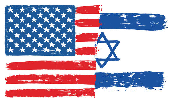 United States of America Flag & Israel Flag Vector Hand Painted with Rounded Brush