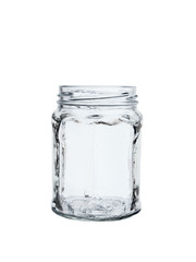 empty glass jar with a thread isolated on a white background