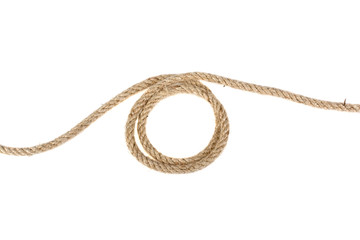 loop of linen rope isolated on white background