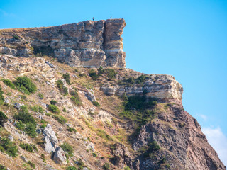 Fototapeta na wymiar the mountainous landscape. view of the high steep cliff. Crimea