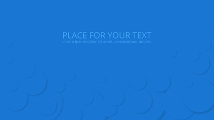 Abstract blue background. Circles with shadow and place for text. Vector illustration