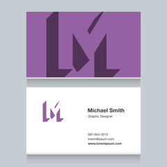  Logo alphabet letter "M", with business card template. Vector graphic design elements for company logo.
