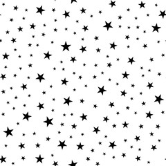 Seamless pattern from a star shape. Black stars on a white background. Vector illustration